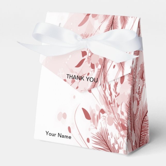 Red Christmas Pine Tree Snow Decoration Beautiful Favor Boxes (Front Side)