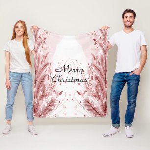 Red Christmas Pine Tree Snow Decoration Beautiful Fleece Blanket