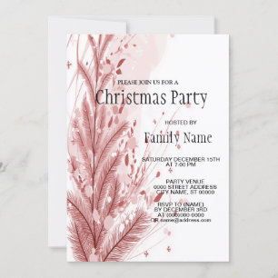 Red Christmas Pine Tree Snow Decoration Beautiful Invitation