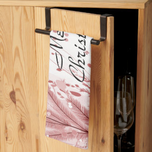 Red Christmas Pine Tree Snow Decoration Beautiful Kitchen Towel