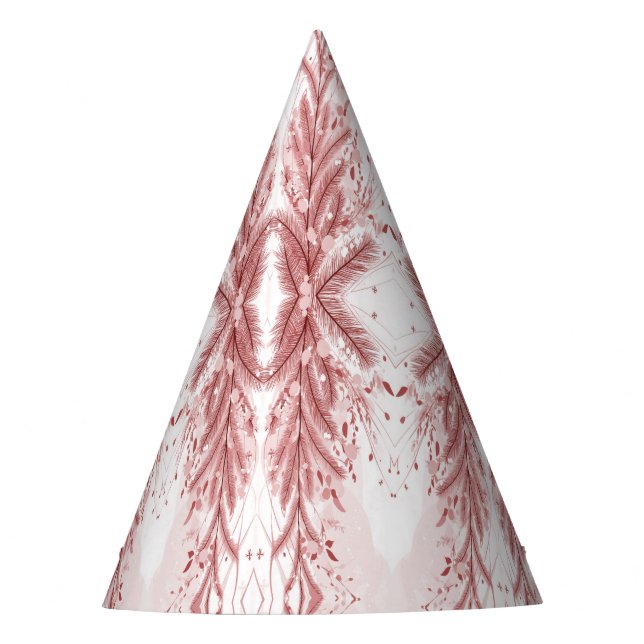 Red Christmas Pine Tree Snow Decoration Beautiful Party Hat (Front)