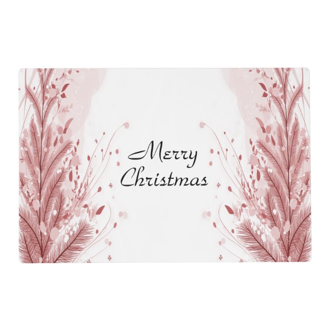 Red Christmas Pine Tree Snow Decoration Beautiful Placemat (Front)