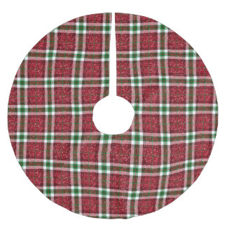 Red Christmas Plaid Brushed Polyester Tree Skirt