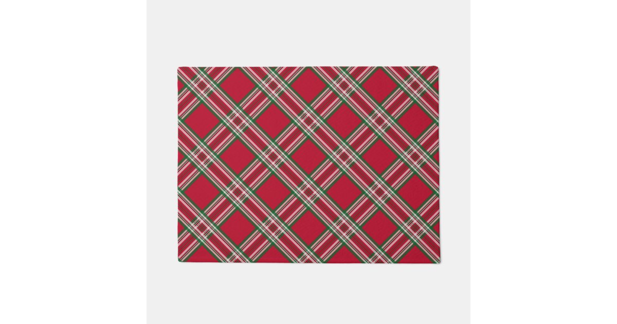 Red Christmas Plaid Doormat Zazzle