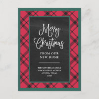 Red Christmas Plaid | New Home Moving Announcement