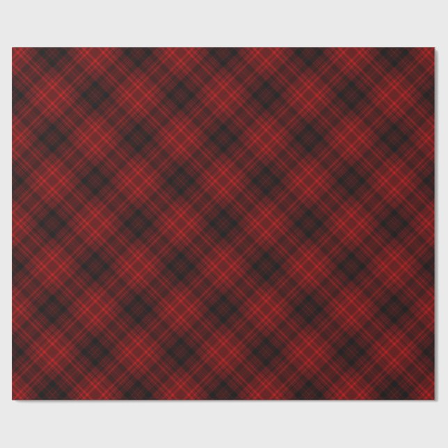 Red Christmas Plaid Wrapping Paper (Flat)