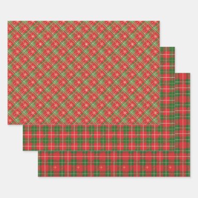 Red Christmas Plaid Wrapping Paper Sheets