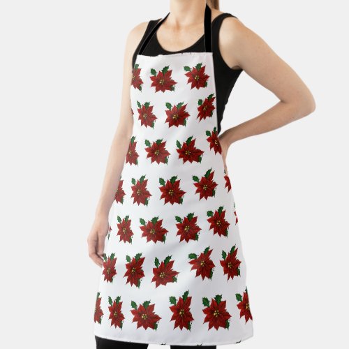 Red Christmas Poinsettia Apron