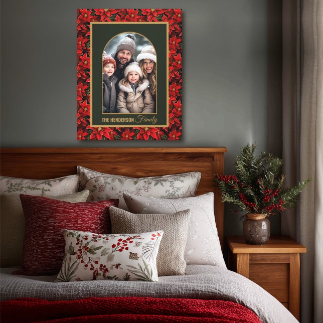 Red Christmas Poinsettia Custom Photo  Canvas Print (Creator Uploaded)