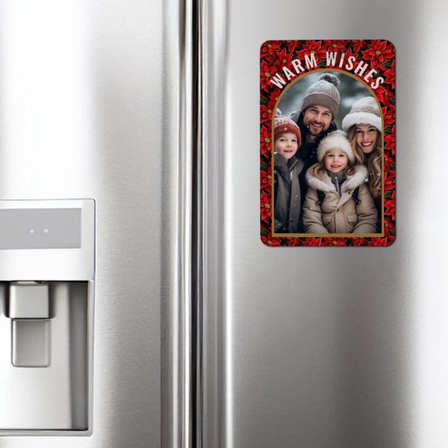 Red Christmas Poinsettia Custom Photo  Magnet (Creator Uploaded)