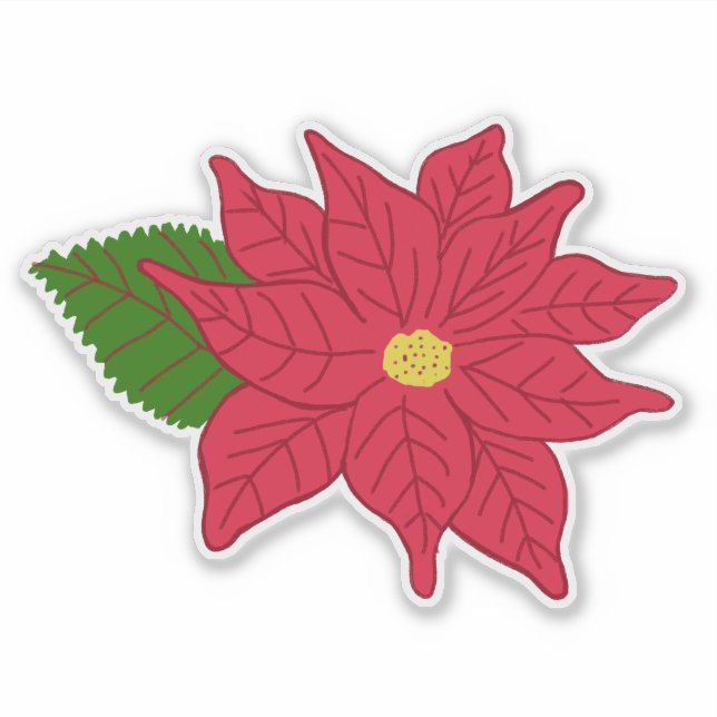 Red Christmas Poinsettia  Sticker (Front)