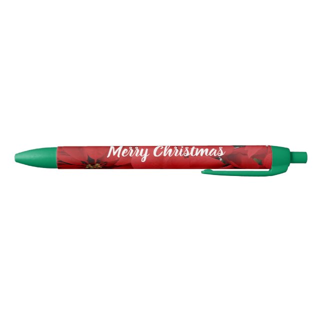 Red Christmas Poinsettias - Merry Christmas Pen (Bottom)