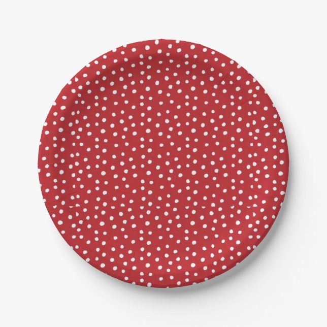 Red Christmas Polka Dot Paper Plates (Front)