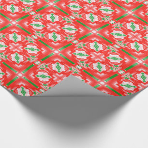 Red Christmas Quilt Kaleidoscope Wrapping Paper