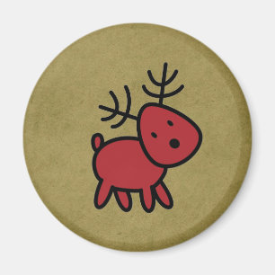 Red Christmas Reindeer Illustratio Magnet