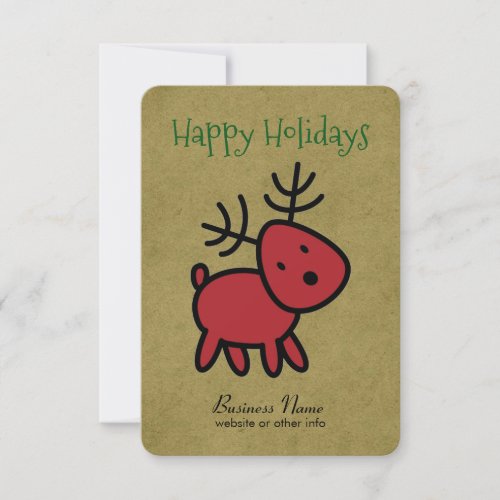 Red Christmas Reindeer Illustration Invitation