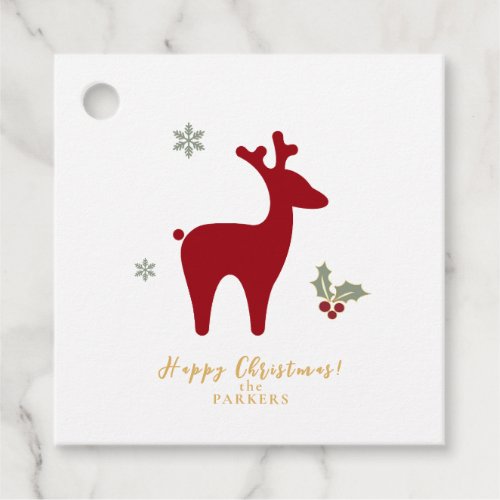 Red Christmas Reindeer Motif12 ID1009 Favor Tags