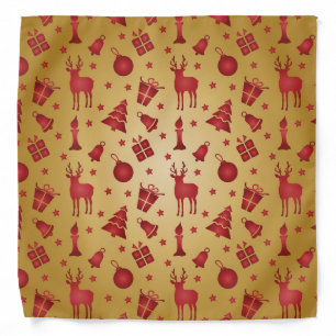 Red Christmas reindeer on Gold Bandana