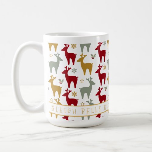 Red Christmas Reindeer Pattern12 ID1009 Coffee Mug