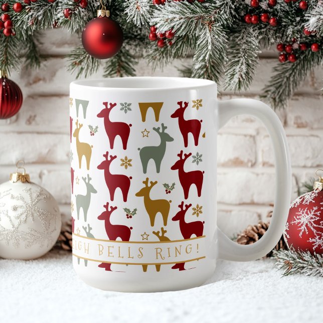 Red Christmas Reindeer Pattern#12 ID1009 Coffee Mug (Creator Uploaded)