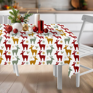 Red Christmas Reindeer Pattern#12 ID1009 Tablecloth