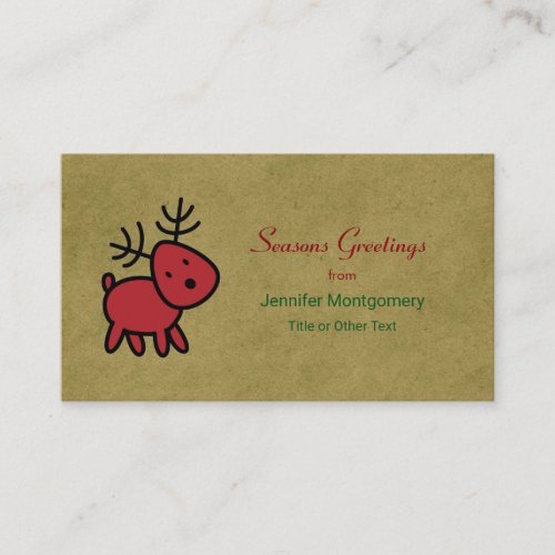 Red Christmas Reindeer Seasons Greetings Business Card