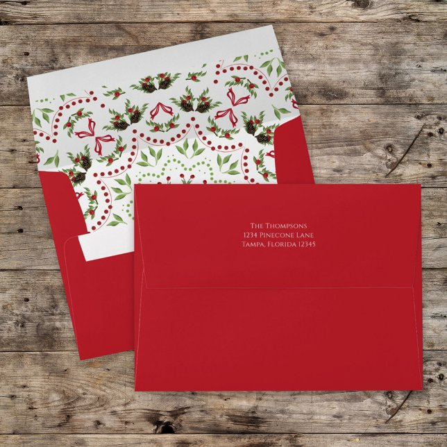 Red Christmas Return Address Custom Envelope (Creator Uploaded)