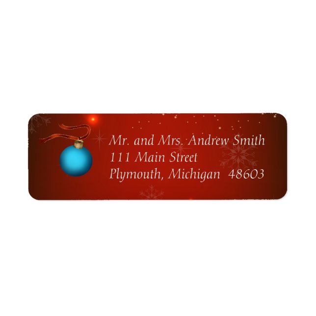 Red Christmas Return Address Label (Front)