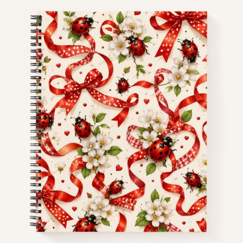 Red Christmas Ribbon & Holly Pattern Notebook – Fe