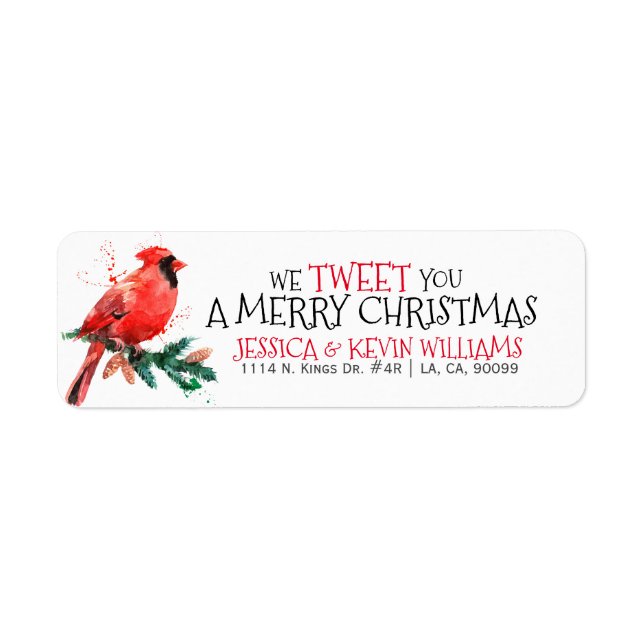 Red Christmas Robin-We Tweet You A Merry Christmas Label (Front)