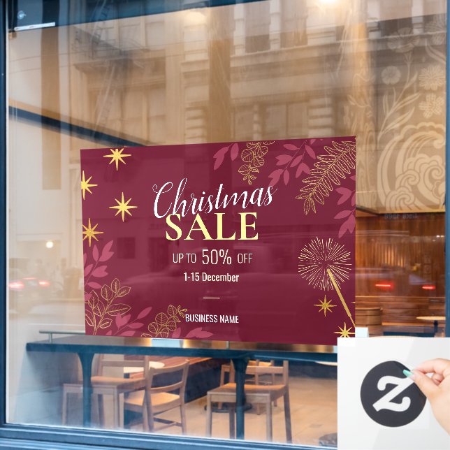 Red Christmas Sales Business Promotional Ads Window Cling (Cafe Window)