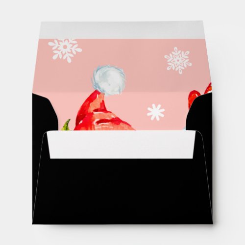 Red Christmas Santa and Snowflakes Pattern Envelope