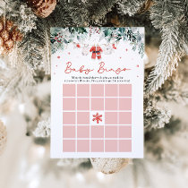 Red Christmas Santa Baby Bingo Baby Shower Game Invitation