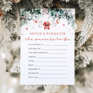 Red Christmas Santa Baby Shower Advice and Wishes Invitation