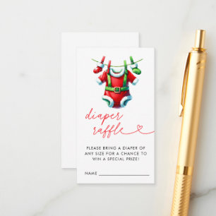 Red Christmas Santa Baby Shower Diaper Raffle Enclosure Card
