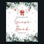 Red Christmas Santa Baby Shower Guest Book Sign<br><div class="desc">The Red Santa Gender Neutral Santa Baby Clothes Christmas Baby Shower Guest Book Sign adds a delightful, festive touch to your holiday-themed baby shower. With delicate snowflakes, eucalyptus greenery, and adorable Santa-inspired baby clothes, this sign warmly invites guests to leave their heartfelt messages and signatures in the guest book. It’s...</div>