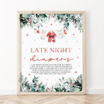 Red Christmas Santa Baby Shower Late Night Diapers Poster<br><div class="desc">The Red Christmas Santa Baby Shower Late Night Diapers Game Signs add a festive, playful touch to your baby shower! Featuring a cheerful red holiday design with Santa elements, these signs invite guests to add humorous notes to late-night diaper changes, bringing a bit of fun and laughter to those sleepless...</div>