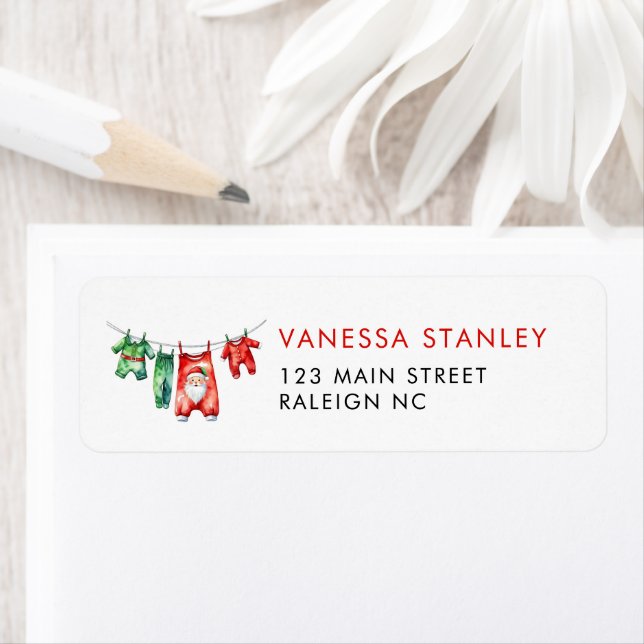 Red Christmas Santa Baby Shower Return Address Label (Insitu)