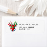 Red Christmas Santa Baby Shower Return Address Label<br><div class="desc">Add a festive touch to your holiday invitations with our Red Christmas Santa Baby Shower Return Address Label. Featuring a cheerful Santa Claus design on a vibrant red background, this label is accented with snowflakes and winter greenery, perfectly complementing the holiday spirit of your baby shower. It's an elegant and...</div>