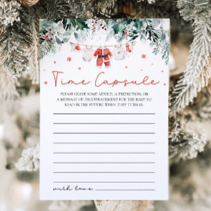 Red Christmas Santa Baby Shower Time Capsule Game Invitation