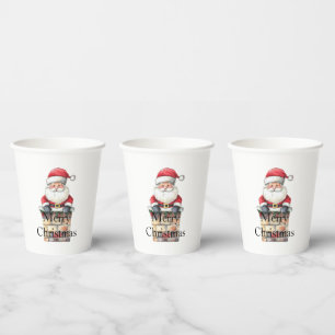 Red Christmas Santa in Chimney Paper Cups