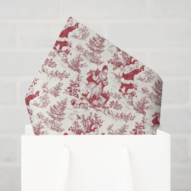 Red Christmas Santa Toile Tissue Paper (Gift Bag)