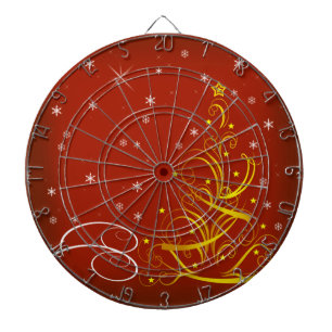 Red Christmas scene Dartboard With Darts