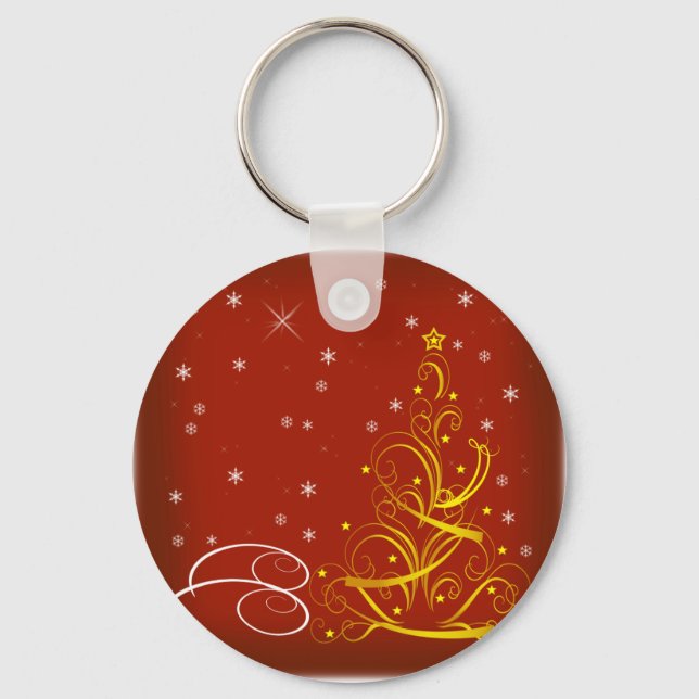 Red Christmas scene Keychain (Front)