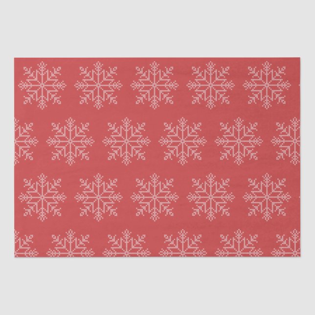 Red christmas seasonal snowflake art  tissue paper (Front)