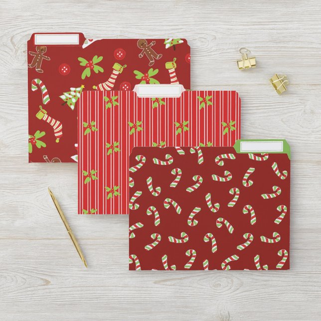 Red Christmas Set candy canes, gingerbread decor File Folder (Creator Uploaded)