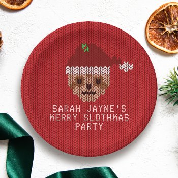 Red Christmas Sloth Party Paper Plates by mothersdaisy at Zazzle
