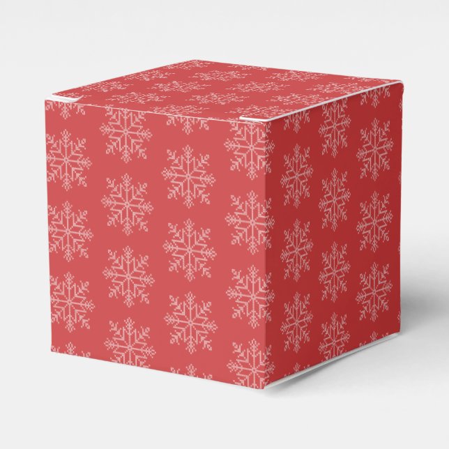Red christmas snowflake desifn favor boxes (Front Side)