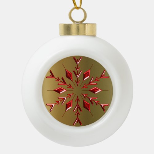 Red Christmas Snowflake on Gold