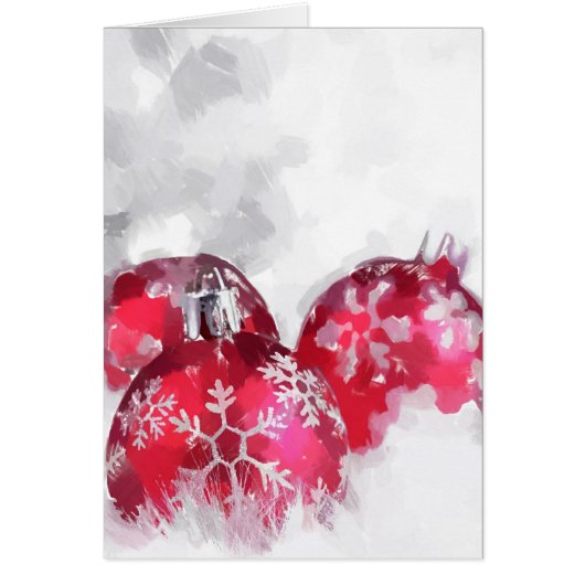 Red Christmas Snowflake Ornament Ball Cards (Front)